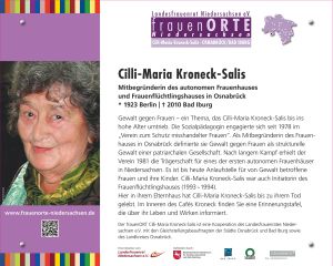 Schild frauenorte Cilli-Maria Kroneck-Salis